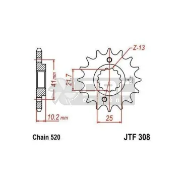 Pinhão para Yamaha MT-03 06-12 JTF308.15