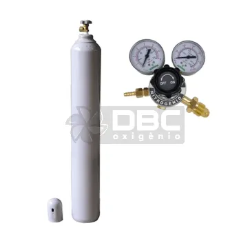 Kit Cilindro Nitrogênio 10m3 (50 litros) Vazio + Regulador  Nitrogênio RI-40 Bronze Aferisolda 