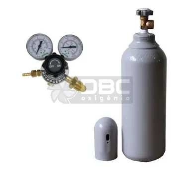 kit Cilindro Nitrogênio 1m3 (7 litros) + Regulador Nitrogenio RI-40 N2 Bronze Aferisolda