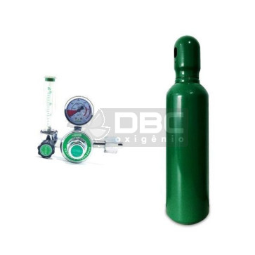 Kit Cilindro Oxigênio Medicinal 1m3 (7 litros) + Regulador Medicinal RI-YR86 C/Fluxometro Aferisolda