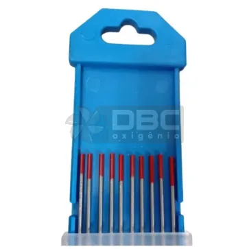 Eletrodo Tungstênio 1,6mm 1/16 TIG Ponta Vermelha 2% Tório Inox