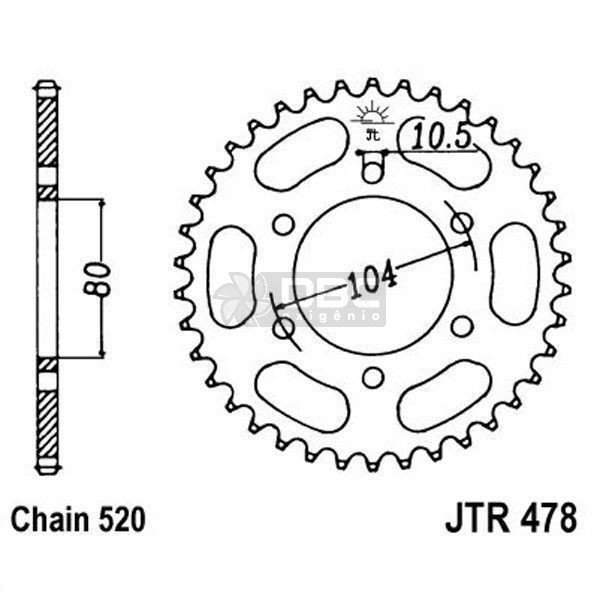JT-Sprockets JTR478-46 Kettenrad - 80mm Innendurchmesser - 104mm Lochkreis