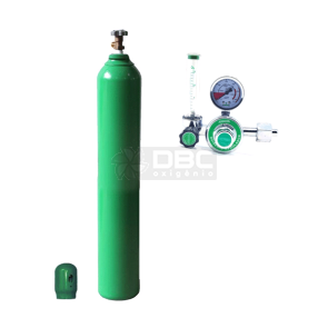 Kit Cilindro Oxigênio Medicinal 7m3 (40 litros) Vazio + Regulador Oxigênio Medicinal c/Fluxometro RI-Y86 BronzeA Aferisolda