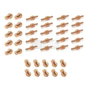 Kit Bico de Contato Longo + Eletrodo Longo  Tocha Corte Plasma PT-31 (CUT-40) - 40 peças